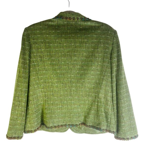 Isabel & Nina Green Tweed Womens Skirt Suit Set Size 16 - Picture 9 of 16